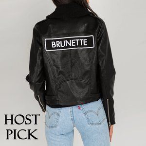 Brunette the Label vegan leather moto jacket